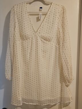 NWT Old Navy Cream Dress with Gold Dot Accents